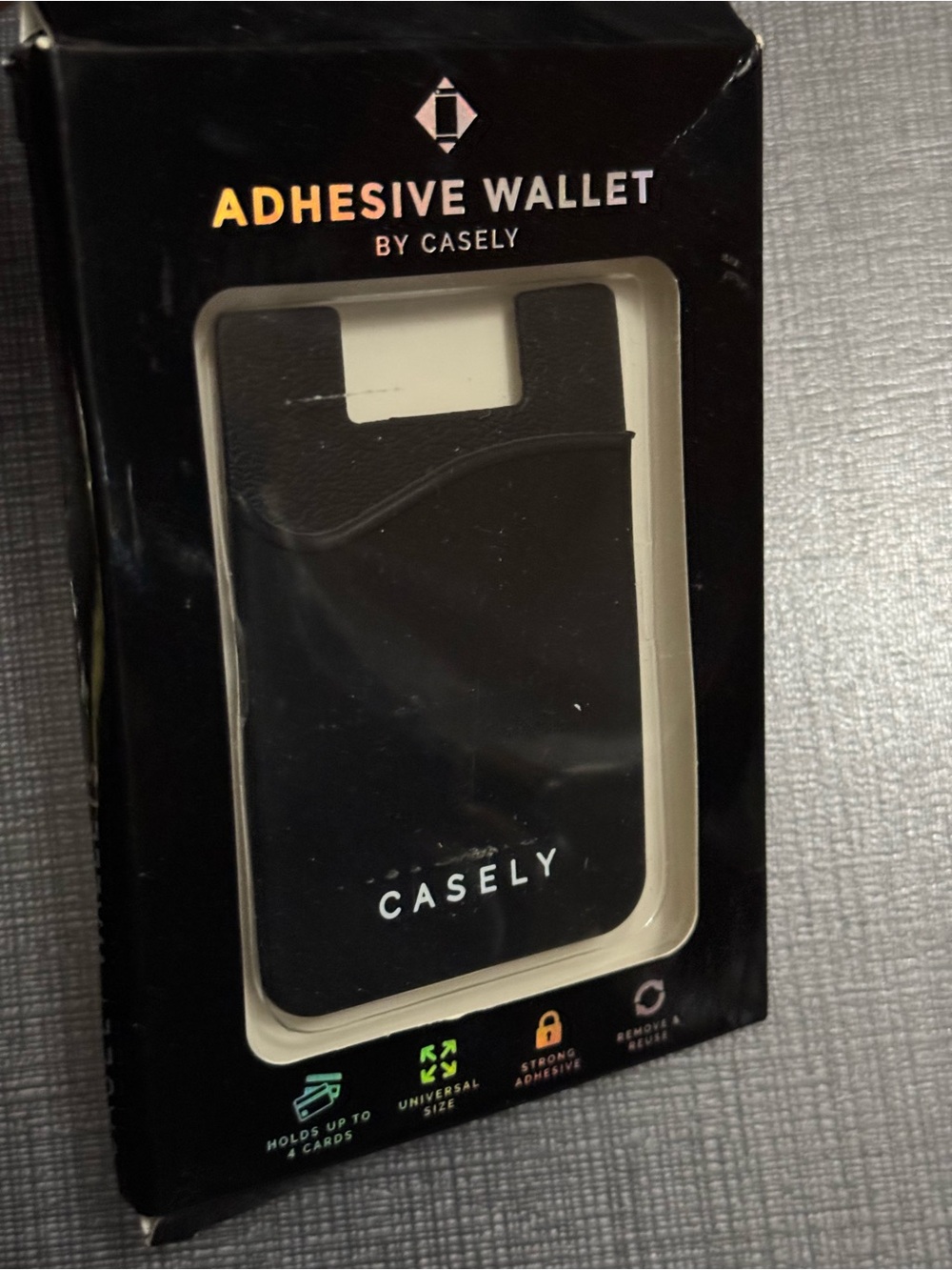 Casely Black Adhesive Phone Wallet